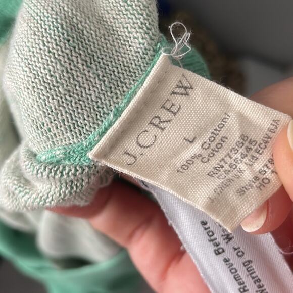 J Crew green pullover crew neck sweater mens large cotton - Picture 4 of 5